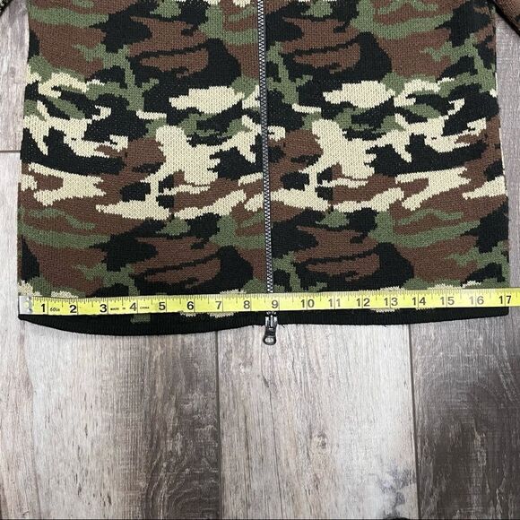 SML Sport Camouflage Double Zipper Sweater Small Green Brown Black Cream - Picture 13 of 15